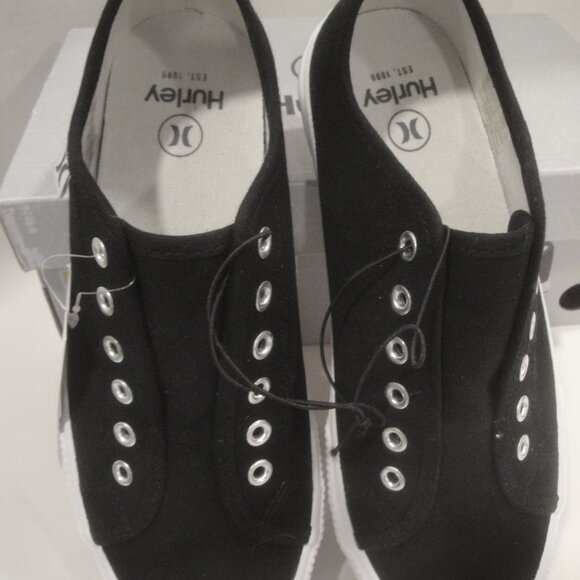 Hurley Slip-on Women's sneakers Classic Canvas NIB Black Size 6 - Picture 3 of 9